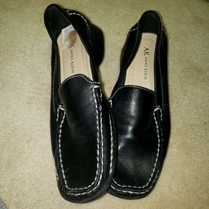 Black leather loafers
